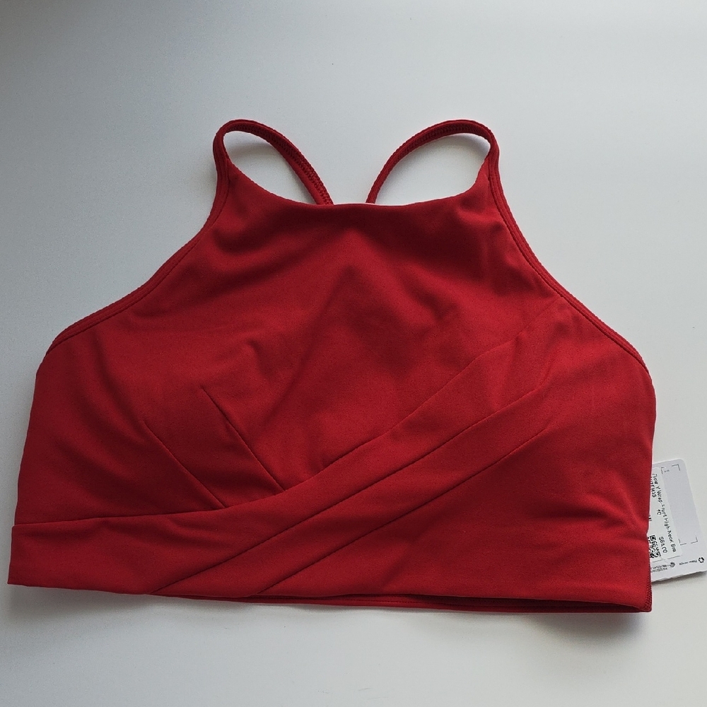 Lululemon Flow Y Wrap Front High Neck Sports Bra Red Size 10 G125